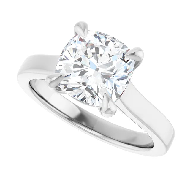 14K White Gold 2.01 CTW Cushion Cut Cathedral Diamond Engagement Ring