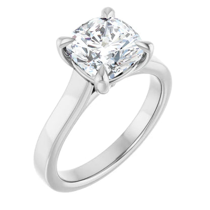 14K White Gold 2.01 CTW Cushion Cut Cathedral Diamond Engagement Ring