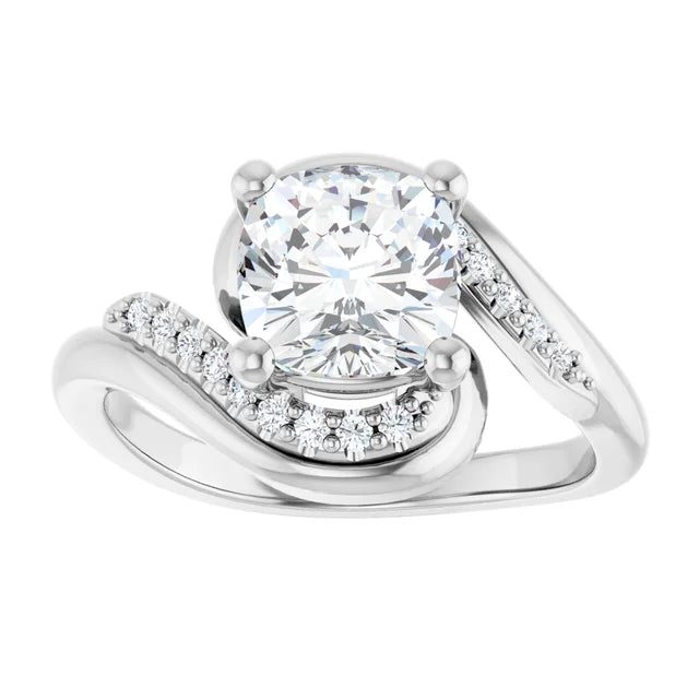 14K White Gold 2.01 CTW Cushion Bypass Pavé Lab Grown Diamond Engagement Ring