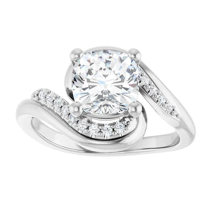 14K White Gold 2.01 CTW Cushion Bypass Pavé Lab Grown Diamond Engagement Ring