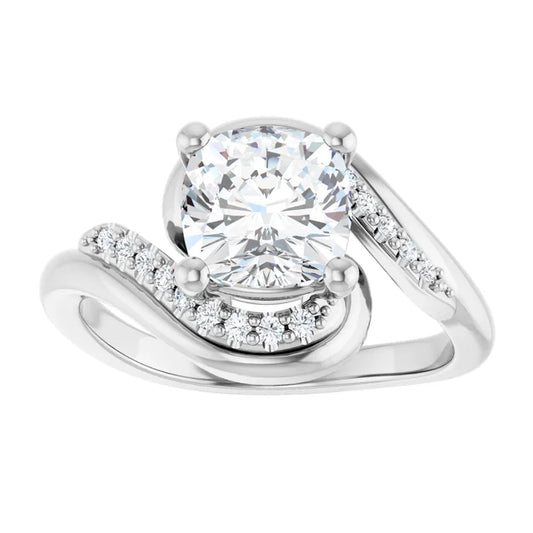 14K White Gold 2.01 CTW Cushion Bypass Pavé Lab Grown Diamond Engagement Ring