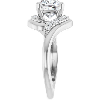 14K White Gold 2.01 CTW Cushion Bypass Pavé Lab Grown Diamond Engagement Ring