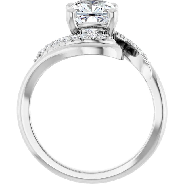 14K White Gold 2.01 CTW Cushion Bypass Pavé Lab Grown Diamond Engagement Ring
