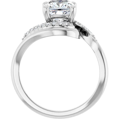 14K White Gold 2.01 CTW Cushion Bypass Pavé Lab Grown Diamond Engagement Ring