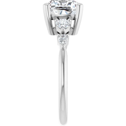 14K White Gold 2.02 CTW Cushion Solitaire Pavé Lab Grown Diamond Engagement Ring