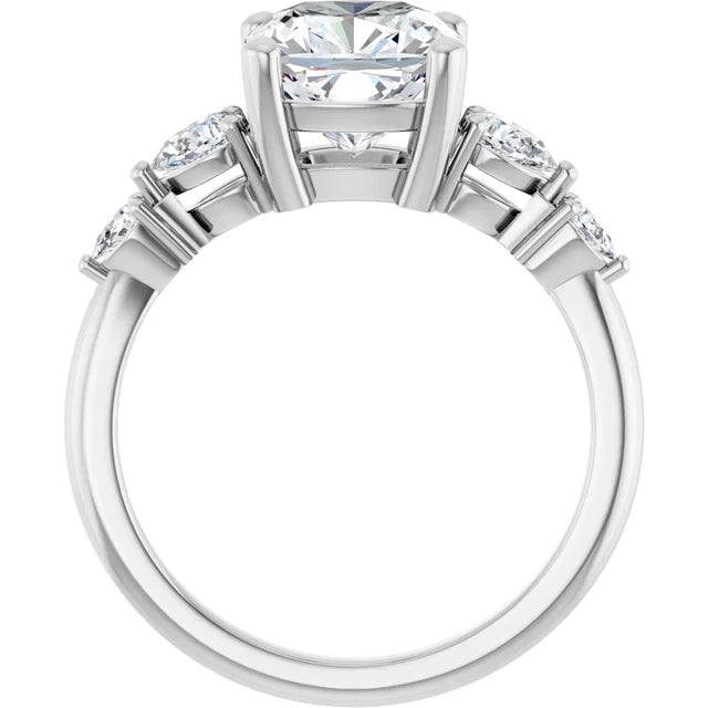 14K White Gold 2.02 CTW Cushion Solitaire Pavé Lab Grown Diamond Engagement Ring