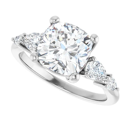14K White Gold 2.02 CTW Cushion Solitaire Pavé Lab Grown Diamond Engagement Ring