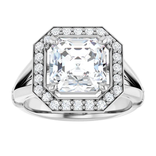 14K White Gold 2.04 CTW Asscher Halo Lab Grown Diamond Engagement Ring