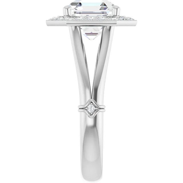 14K White Gold 2.04 CTW Asscher Halo Lab Grown Diamond Engagement Ring-diamondnetjewellery