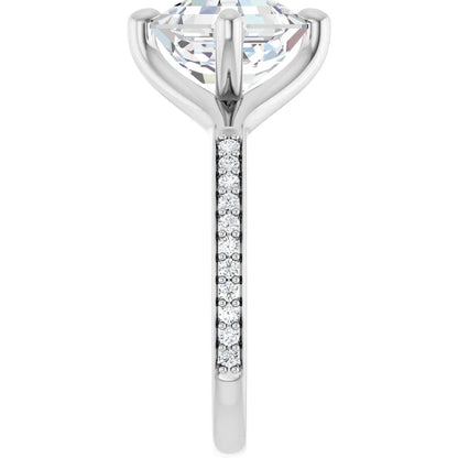 14K White Gold 2.05 CTW Asscher Solitaire Pavé Lab Grown Diamond Engagement Ring-diamondnetjewellery