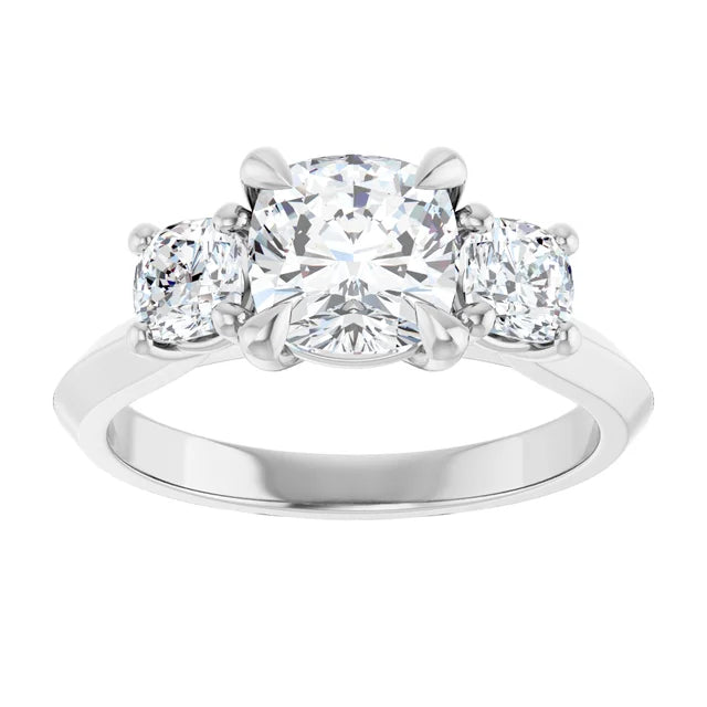 14K White Gold 2.06 CTW Cushion Three-Stone Lab Grown Diamond Engagement Ring