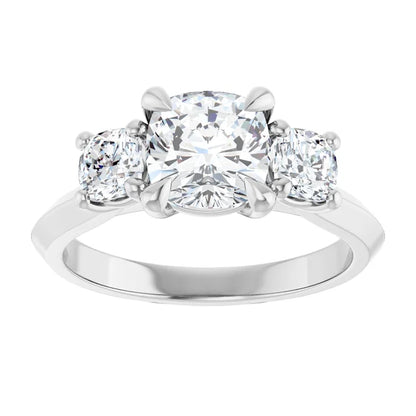 14K White Gold 2.06 CTW Cushion Three-Stone Lab Grown Diamond Engagement Ring