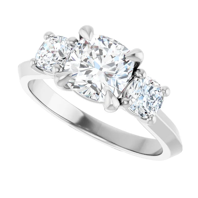 14K White Gold 2.06 CTW Cushion Three-Stone Lab Grown Diamond Engagement Ring