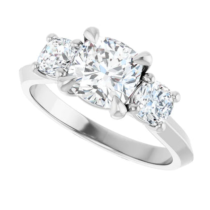14K White Gold 2.06 CTW Cushion Three-Stone Lab Grown Diamond Engagement Ring