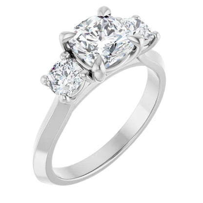 14K White Gold 2.06 CTW Cushion Three-Stone Lab Grown Diamond Engagement Ring