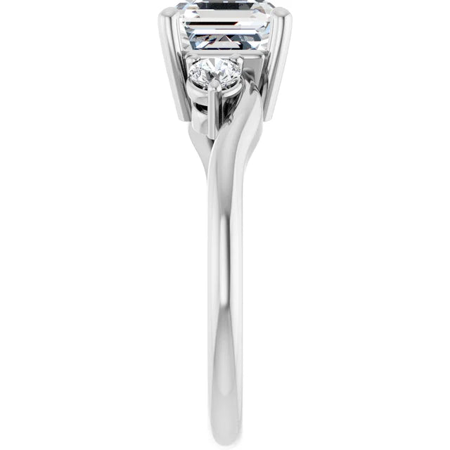 14K White Gold 2.07 CTW Asscher Three Stone Lab Grown Diamond Engagement Ring