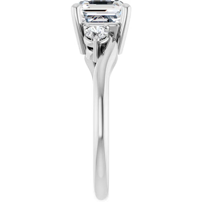 14K White Gold 2.07 CTW Asscher Three Stone Lab Grown Diamond Engagement Ring
