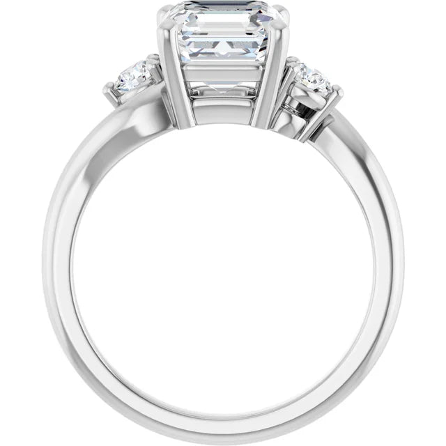 14K White Gold 2.07 CTW Asscher Three Stone Lab Grown Diamond Engagement Ring