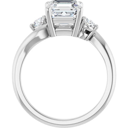 14K White Gold 2.07 CTW Asscher Three Stone Lab Grown Diamond Engagement Ring