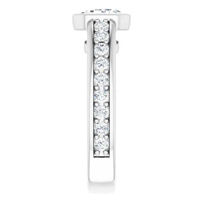 14K White Gold 2.07 CTW Emerald Bezel Set Channel Lab Grown Diamond Engagement Ring