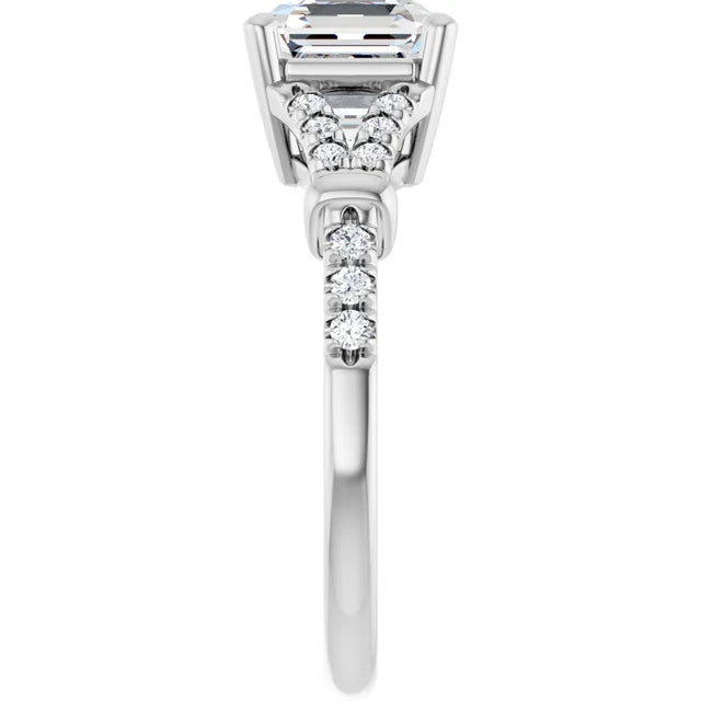 14K White Gold 2.08 CTW Asscher Pavé Lab Grown Diamond Engagement Ring
