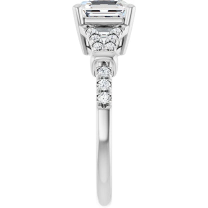 14K White Gold 2.08 CTW Asscher Pavé Lab Grown Diamond Engagement Ring
