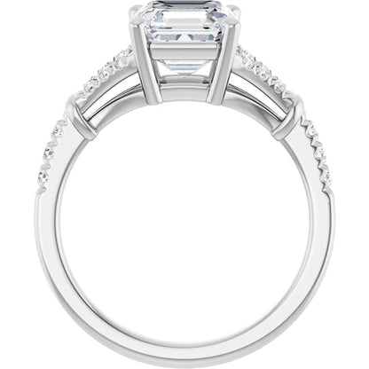 14K White Gold 2.08 CTW Asscher Pavé Lab Grown Diamond Engagement Ring