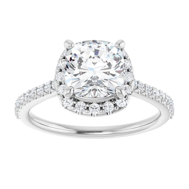 14K White Gold 2.08 CTW Cushion Halo Lab Grown Diamond Engagement Ring-diamondnetjewellery