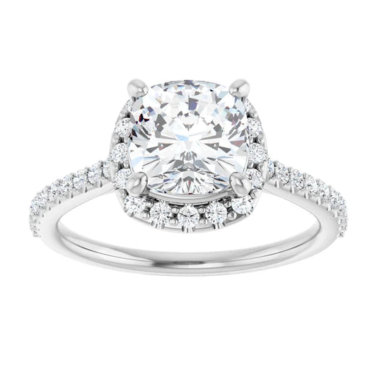 14K White Gold 2.08 CTW Cushion Halo Lab Grown Diamond Engagement Ring