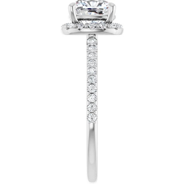 14K White Gold 2.08 CTW Cushion Halo Lab Grown Diamond Engagement Ring-diamondnetjewellery
