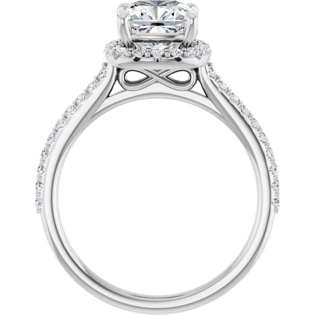 14K White Gold 2.08 CTW Cushion Halo Lab Grown Diamond Engagement Ring-diamondnetjewellery