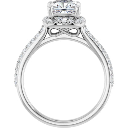 14K White Gold 2.08 CTW Cushion Halo Lab Grown Diamond Engagement Ring-diamondnetjewellery
