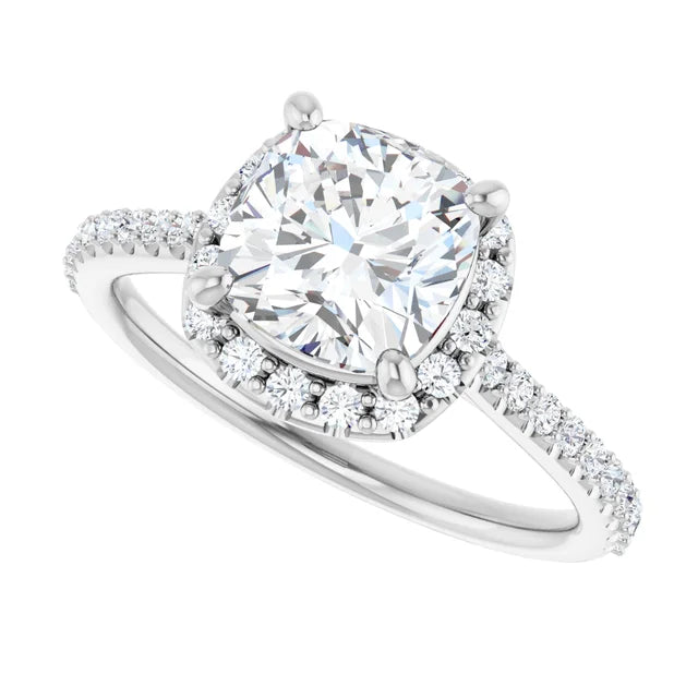 14K White Gold 2.08 CTW Cushion Halo Lab Grown Diamond Engagement Ring-diamondnetjewellery