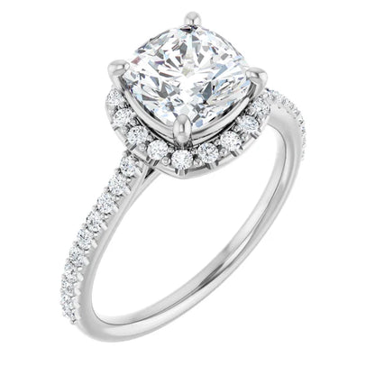 14K White Gold 2.08 CTW Cushion Halo Lab Grown Diamond Engagement Ring-diamondnetjewellery