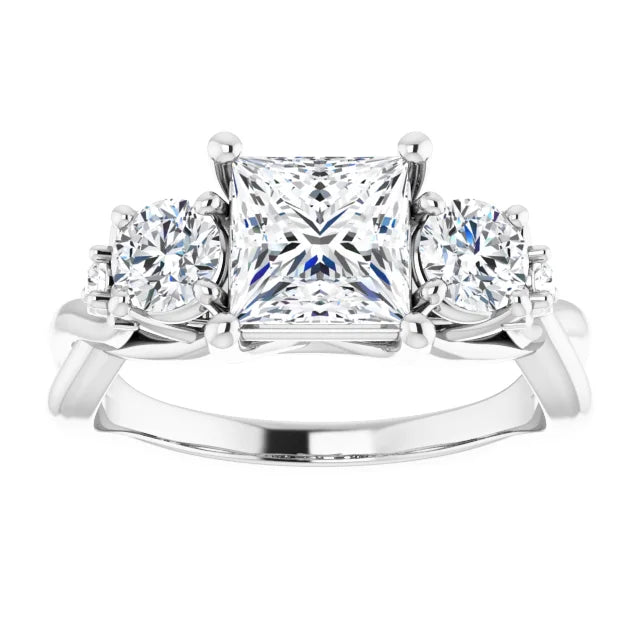 14K White Gold 2.09 CTW Princess Three Stone Twisted Shank Lab Grown Diamond Engagement Ring