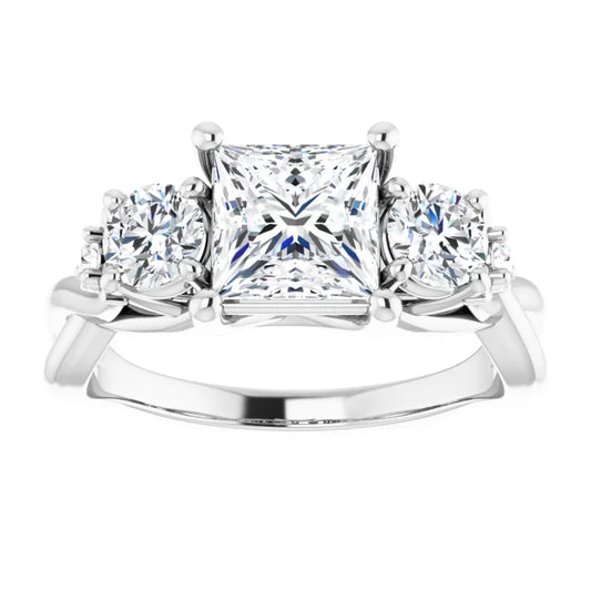 14K White Gold 2.09 CTW Princess Three Stone Twisted Shank Lab Grown Diamond Engagement Ring