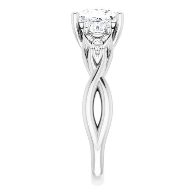 14K White Gold 2.09 CTW Princess Three Stone Twisted Shank Lab Grown Diamond Engagement Ring