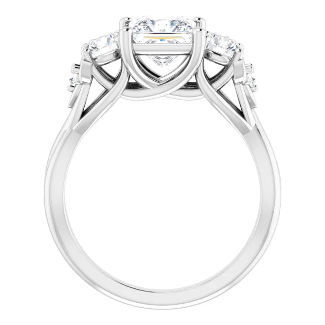 14K White Gold 2.09 CTW Princess Three Stone Twisted Shank Lab Grown Diamond Engagement Ring