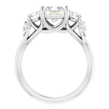 14K White Gold 2.09 CTW Princess Three Stone Twisted Shank Lab Grown Diamond Engagement Ring