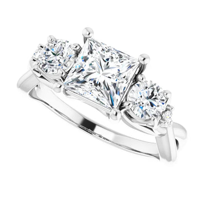 14K White Gold 2.09 CTW Princess Three Stone Twisted Shank Lab Grown Diamond Engagement Ring