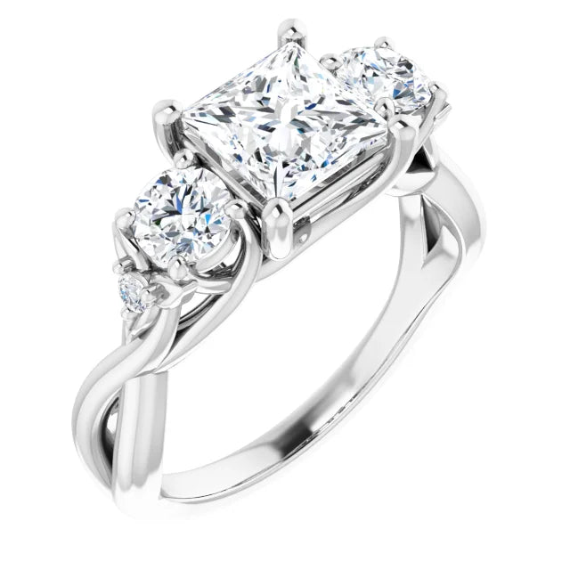 14K White Gold 2.09 CTW Princess Three Stone Twisted Shank Lab Grown Diamond Engagement Ring
