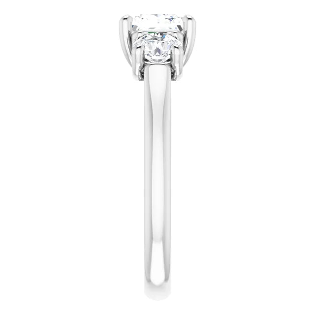 14K White Gold 2.19 CTW Princess Three Stone Cathedral Lab Grown Diamond Engagement Ring
