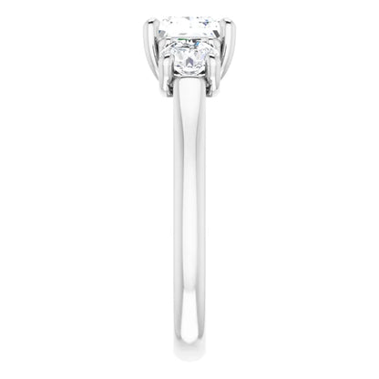 14K White Gold 2.19 CTW Princess Three Stone Cathedral Lab Grown Diamond Engagement Ring