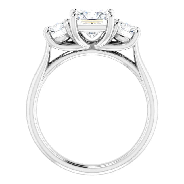 14K White Gold 2.19 CTW Princess Three Stone Cathedral Lab Grown Diamond Engagement Ring