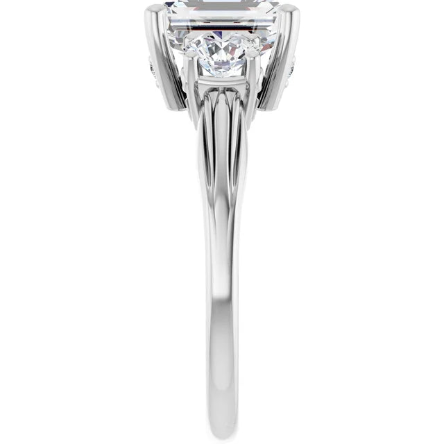 14K White Gold 2.23 CTW Emerald Three Stone Lab Grown Diamond Engagement Ring