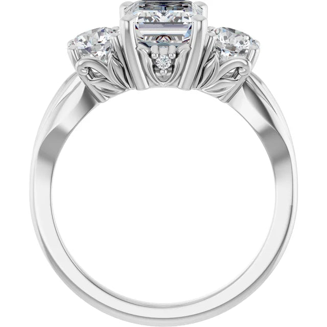 14K White Gold 2.23 CTW Emerald Three Stone Lab Grown Diamond Engagement Ring