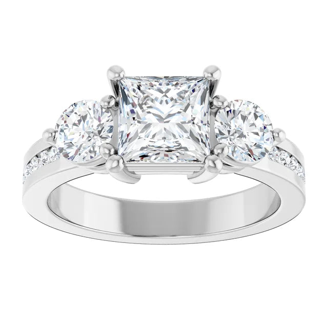 14K White Gold 2.23 CTW Princess Three Stone Channel Lab Grown Diamond Engagement Ring