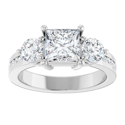 14K White Gold 2.23 CTW Princess Three Stone Channel Lab Grown Diamond Engagement Ring