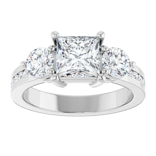 14K White Gold 2.23 CTW Princess Three Stone Channel Lab Grown Diamond Engagement Ring