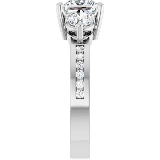 14K White Gold 2.23 CTW Princess Three Stone Channel Lab Grown Diamond Engagement Ring